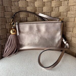 Tory Burch Elegant Metallic Rose Crossbody Bag